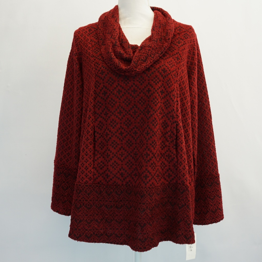 Style & Co Cowl Neck Jacquard Pullover Sweater 0X